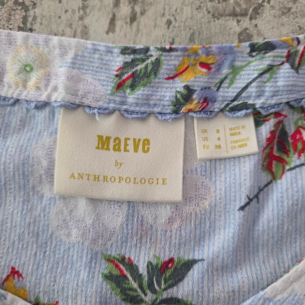 Maeve by Anthropologie Long-sleeved Boho Floral Blouse size 4 - Picture 4 of 8
